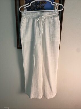 White Flowy Lightweight Drawstring Pants NWT Small Petite - Lined
